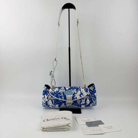 Dior Shoulder Bag Blue Canvas Vintage
