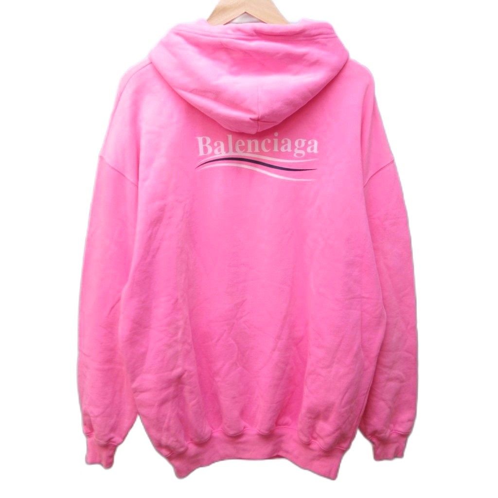Balenciaga Campaign Logo Hoodie Print Pullover Sweatshirt XS Pink
