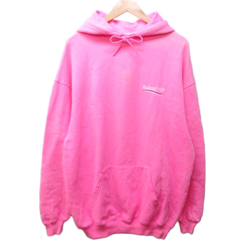 Balenciaga Campaign Logo Hoodie Print Pullover Sweatshirt XS Pink — view 2