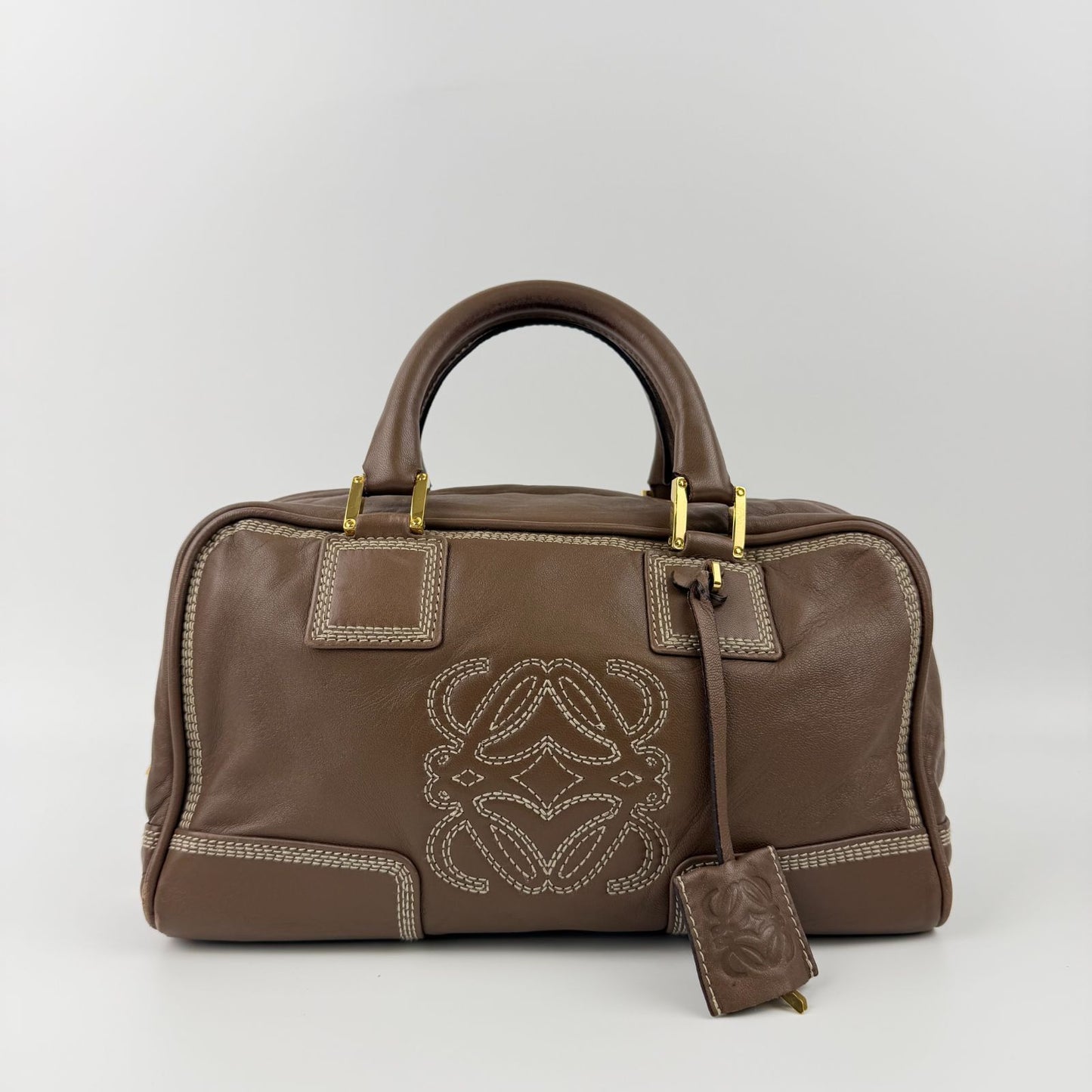 Loewe Anagram Amazona 28 Handbag Brown Leather Vintage