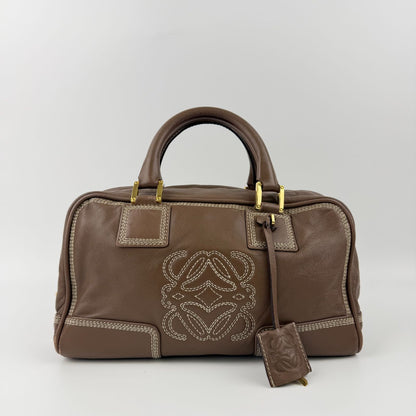 Loewe Anagram Amazona 28 Handbag Brown Leather Vintage