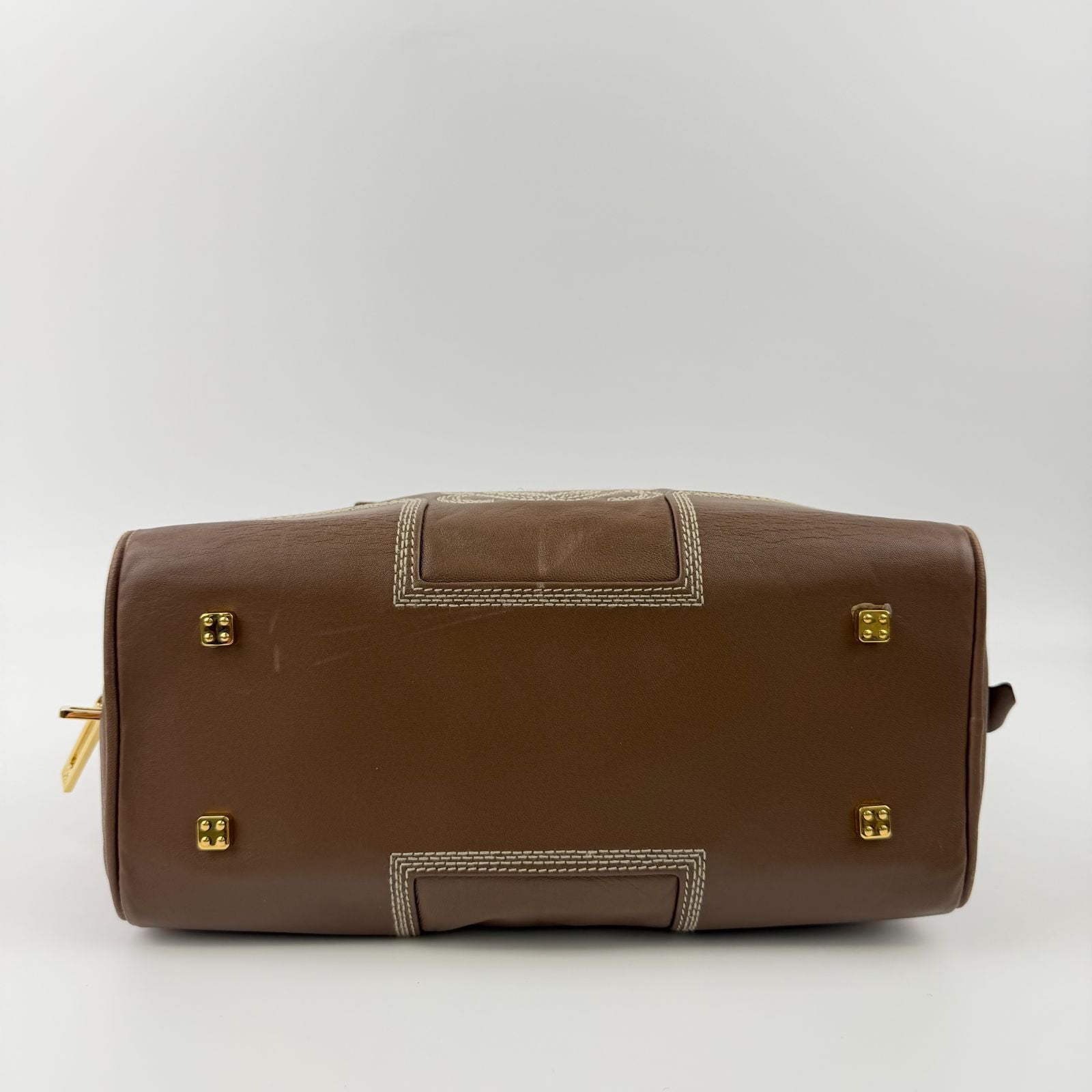 Loewe Anagram Amazona 28 Handbag Brown Leather Vintage