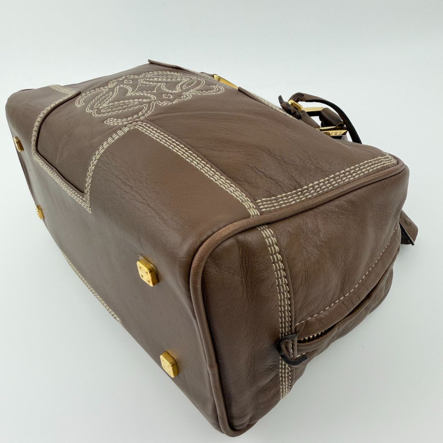 Loewe Anagram Amazona 28 Handbag Brown Leather Vintage