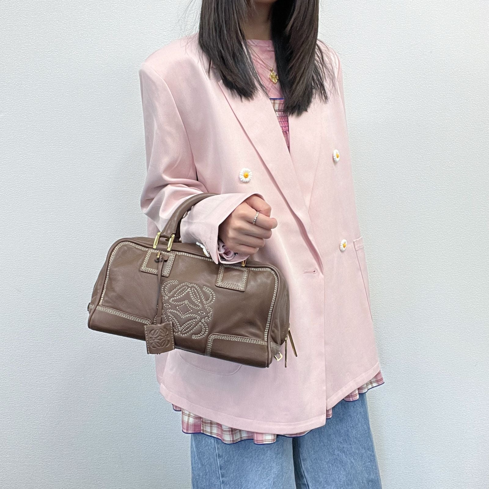 Loewe Anagram Amazona 28 Handbag Brown Leather Vintage