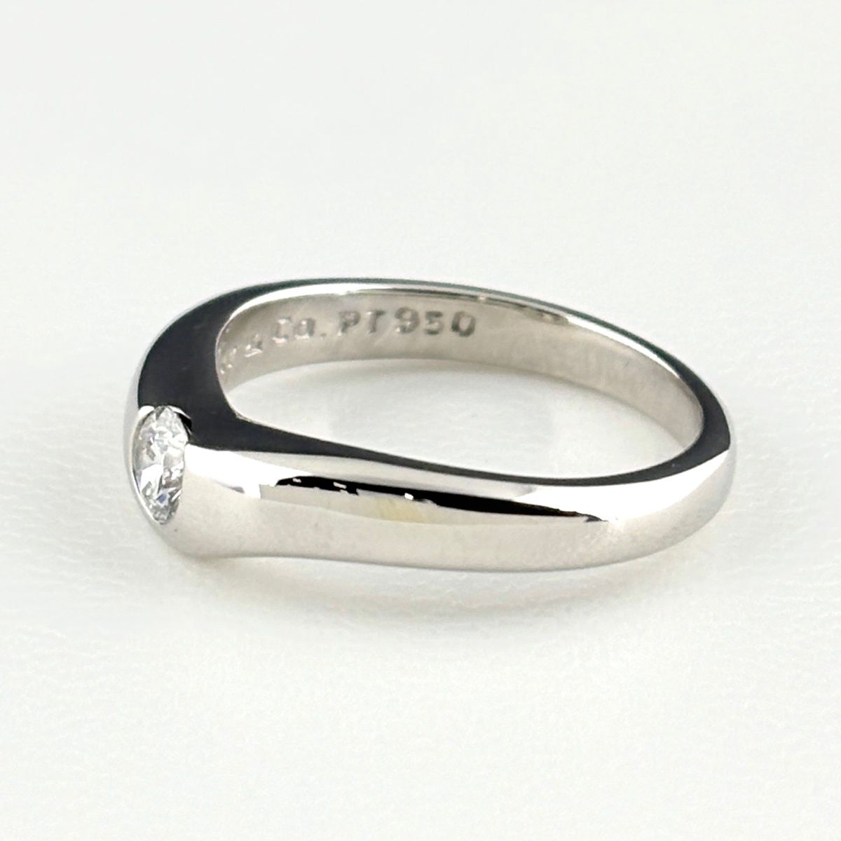 Tiffany & Co Curved Band Ring Platinum Elsa Peretti Diamond — view 3
