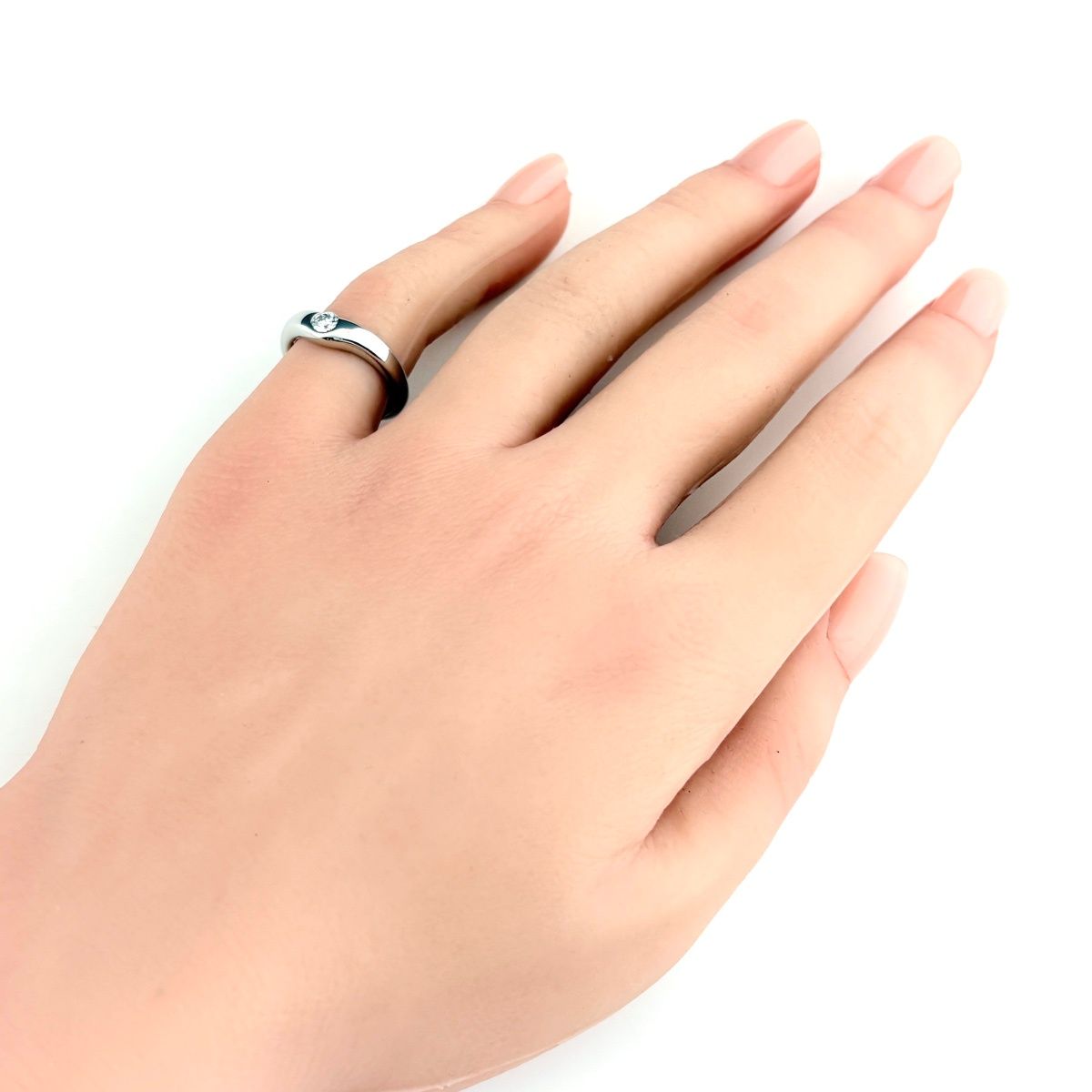 Tiffany & Co Curved Band Ring Platinum Elsa Peretti Diamond — view 5