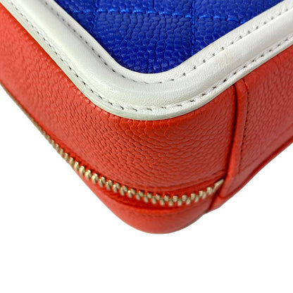 Chanel Shoulder Bag CC Filigree Blue White Red 2-Way Chain Gold Leather — view 8