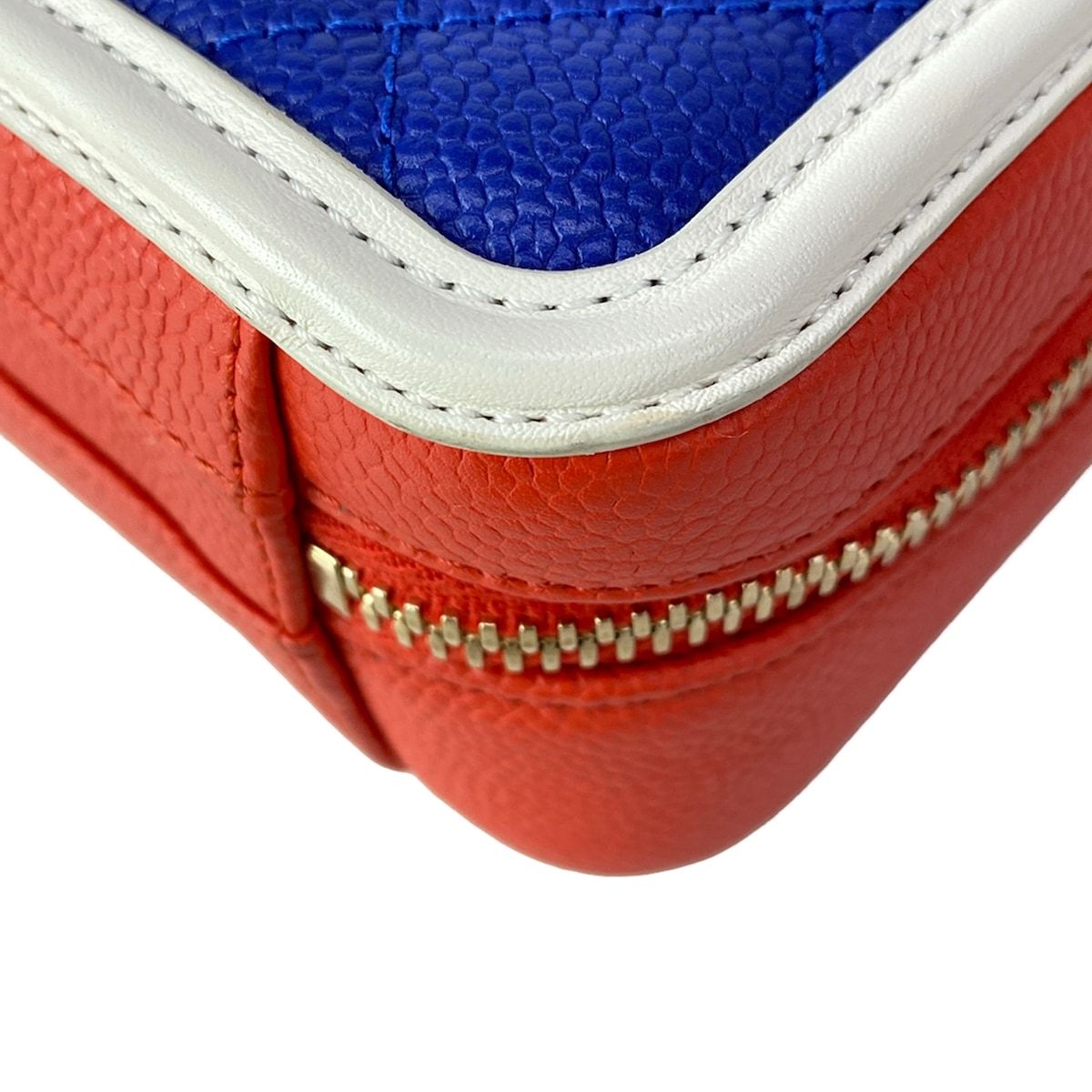 Chanel Shoulder Bag CC Filigree Blue White Red 2-Way Chain Gold Leather — view 7