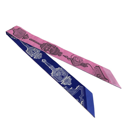 Hermes Scarf Twill Navy White — view 4