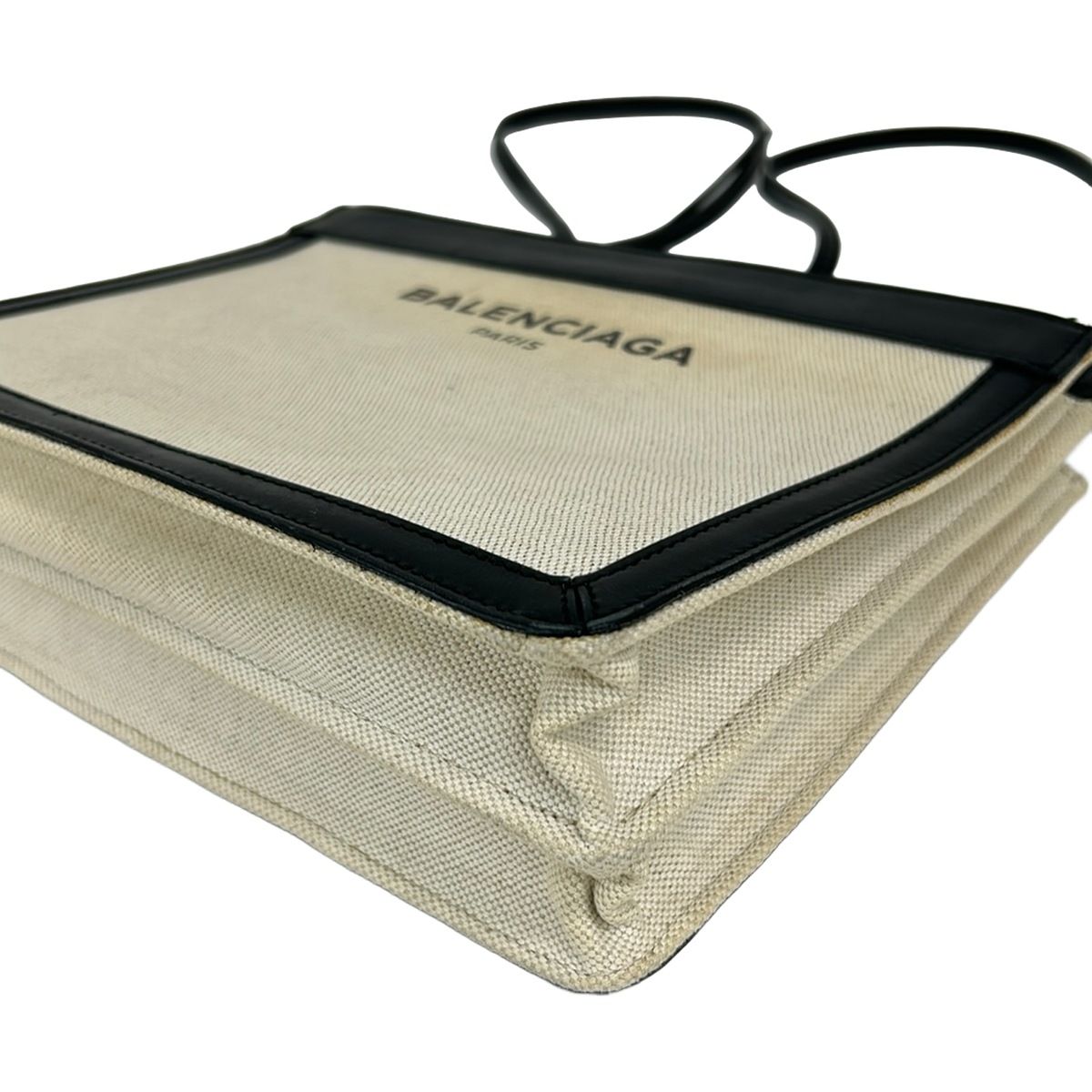 Balenciaga Shoulder Bag Navy Pochette Ivory Black Strap Removable Leather — view 6