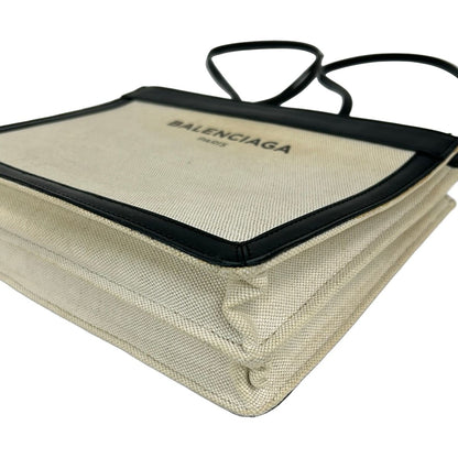 Balenciaga Shoulder Bag Navy Pochette Ivory Black Strap Removable Leather — view 6