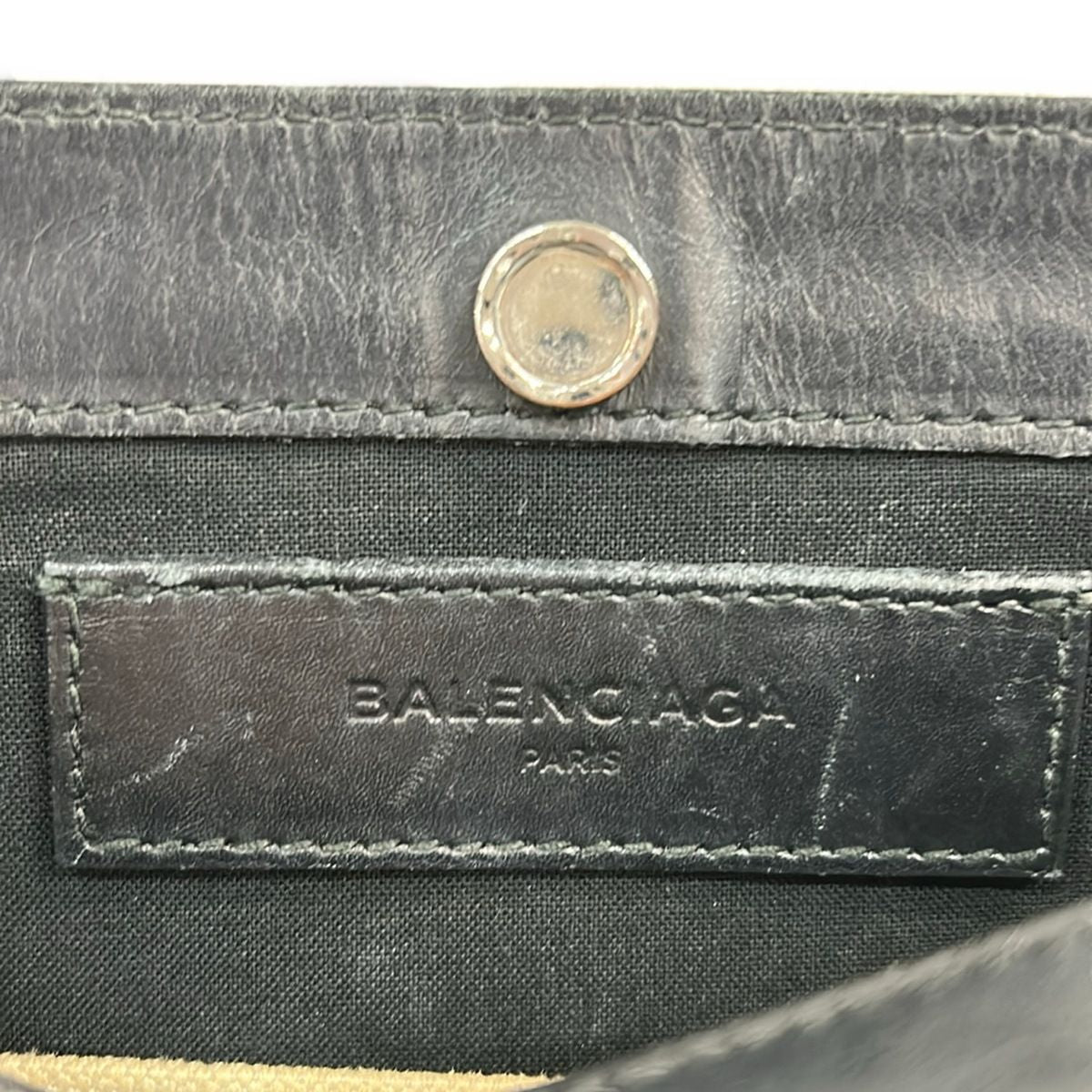 Balenciaga Shoulder Bag Navy Pochette Ivory Black Strap Removable Leather — view 9