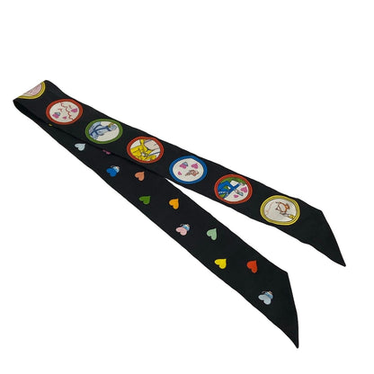 Hermes Scarf Twilly Black Yellow Red Ribbon Tea Time — view 4
