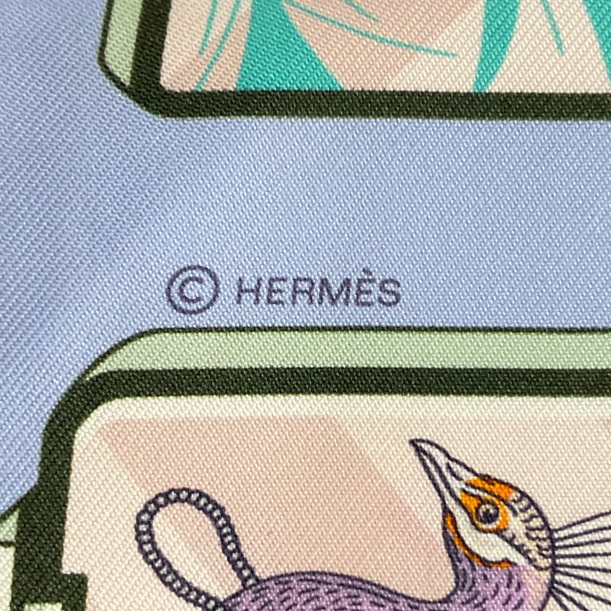 Hermes Scarf Twilly Light Blue Beige Red Ribbon Story — view 2