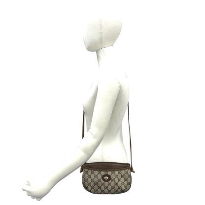 Gucci Vintage GG Logo Leather Shoulder Bag Pochette Crossbody Brown — view 2