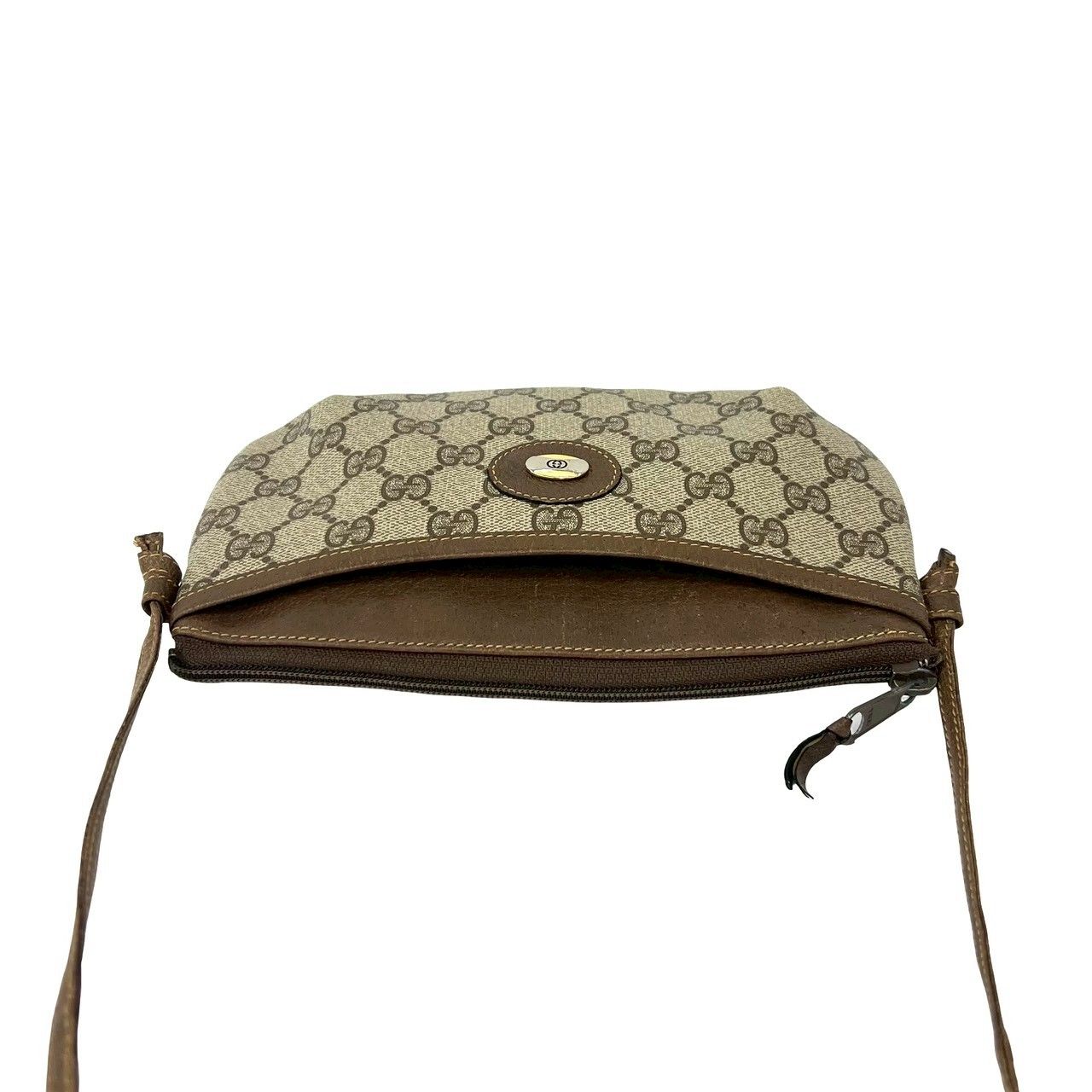 Gucci Vintage GG Logo Leather Shoulder Bag Pochette Crossbody Brown — view 4