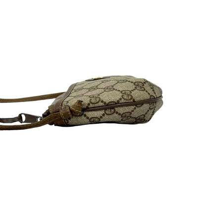 Gucci Vintage GG Logo Leather Shoulder Bag Pochette Crossbody Brown — view 5