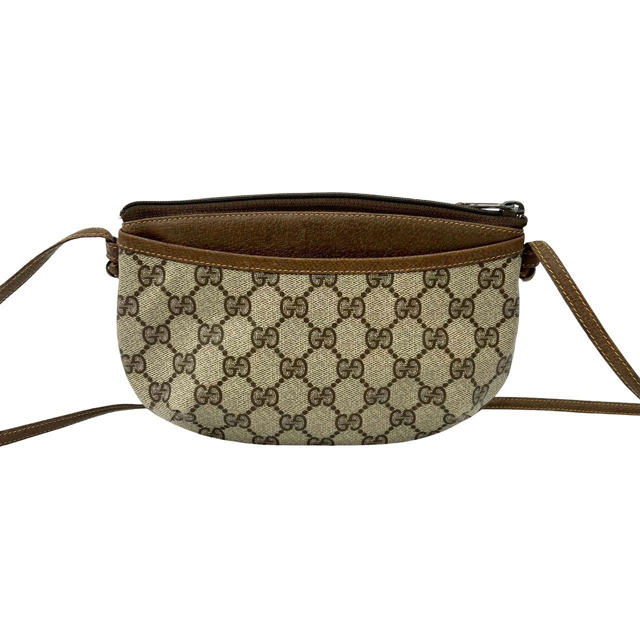 Gucci Vintage GG Logo Leather Shoulder Bag Pochette Crossbody Brown — view 3