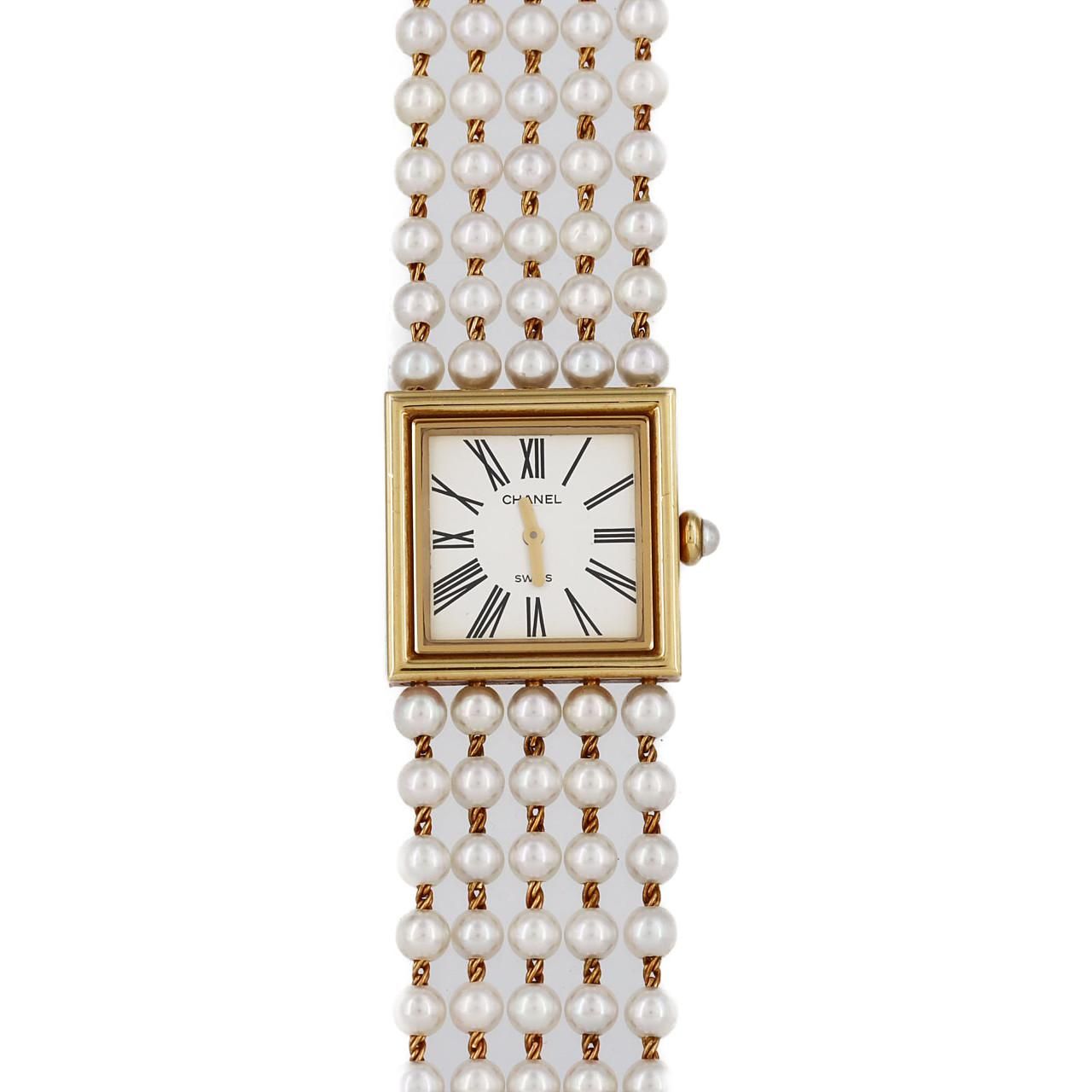 Chanel Mademoiselle Yg Pearl Bracelet L YG Quartz