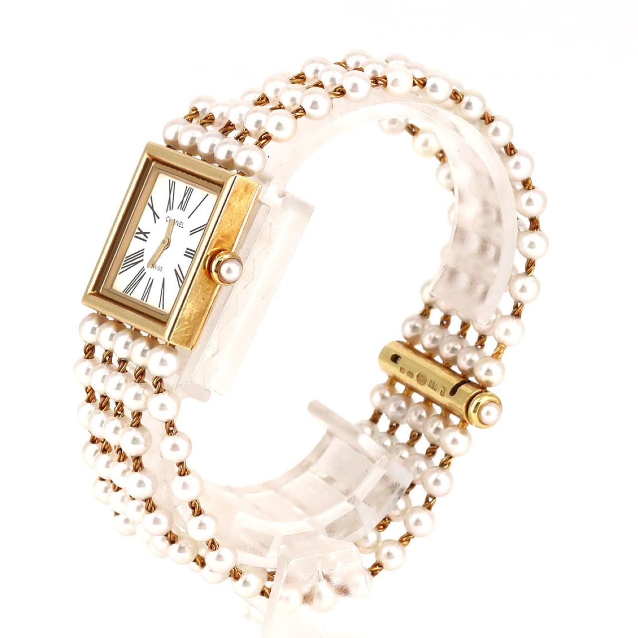 Chanel Mademoiselle Yg Pearl Bracelet L YG Quartz — view 2