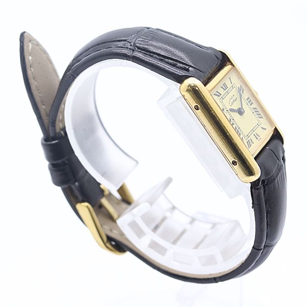 Cartier Guaranteed and in Must Tank SM Hand Wound Ivory Dial Watch — view 2