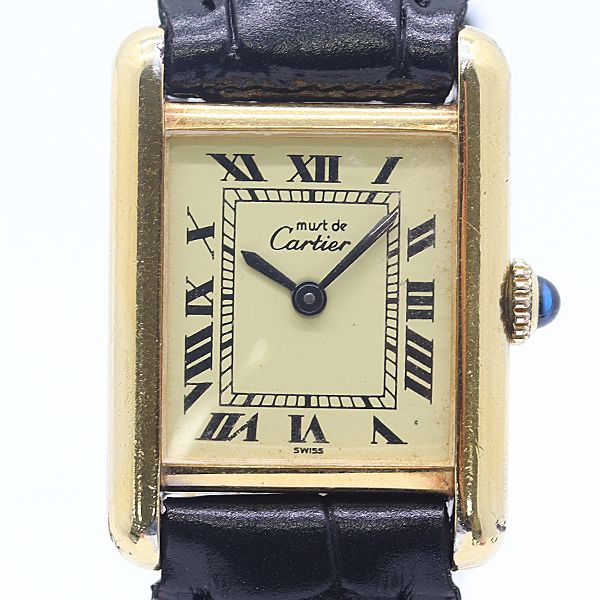Cartier Guaranteed and in Must Tank SM Hand Wound Ivory Dial Watch