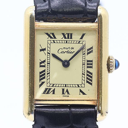 Cartier Guaranteed and in Must Tank SM Hand Wound Ivory Dial Watch
