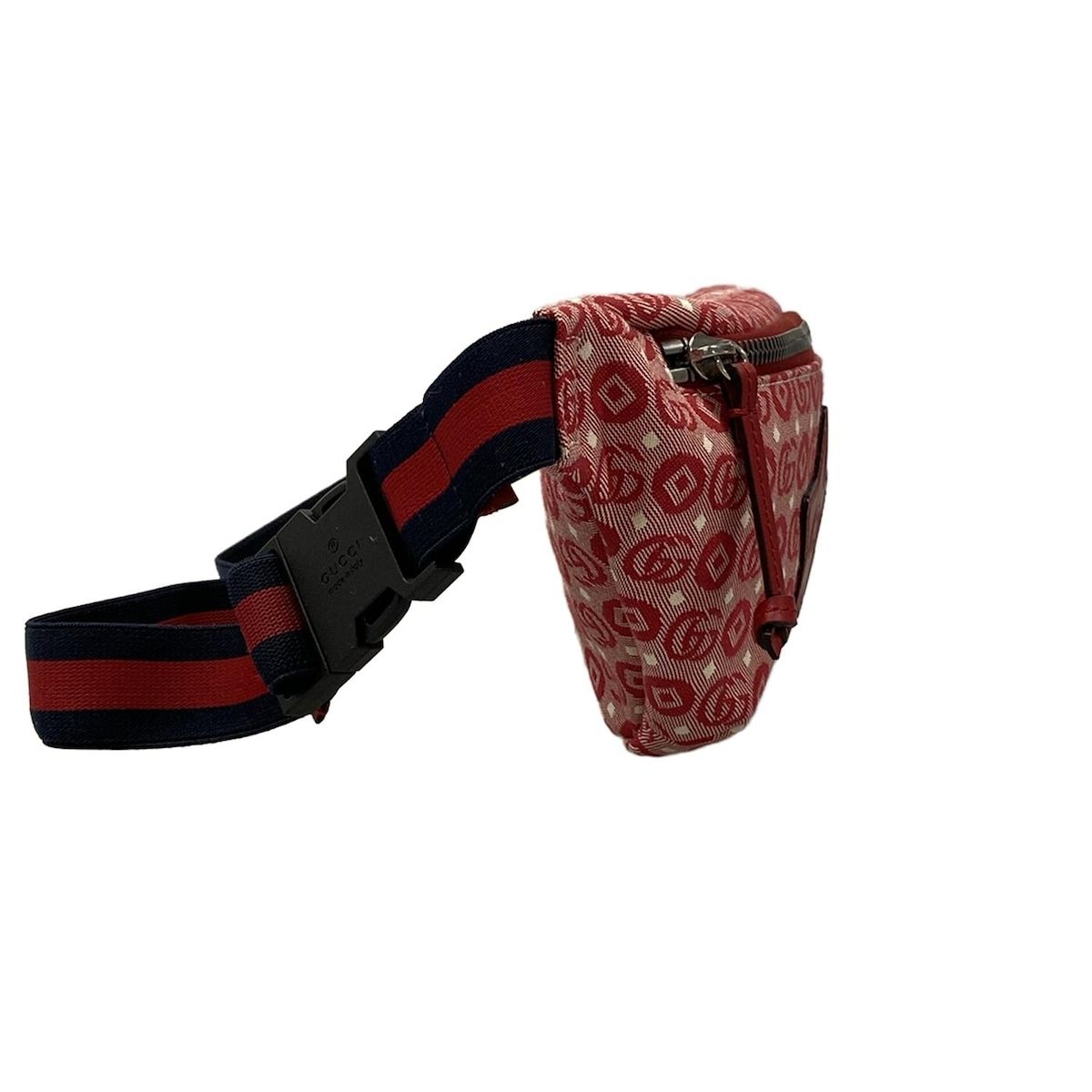 Gucci Waist Pouch Interlocking Children's Belt Bag Red Ivory – Navy Leather — view 2