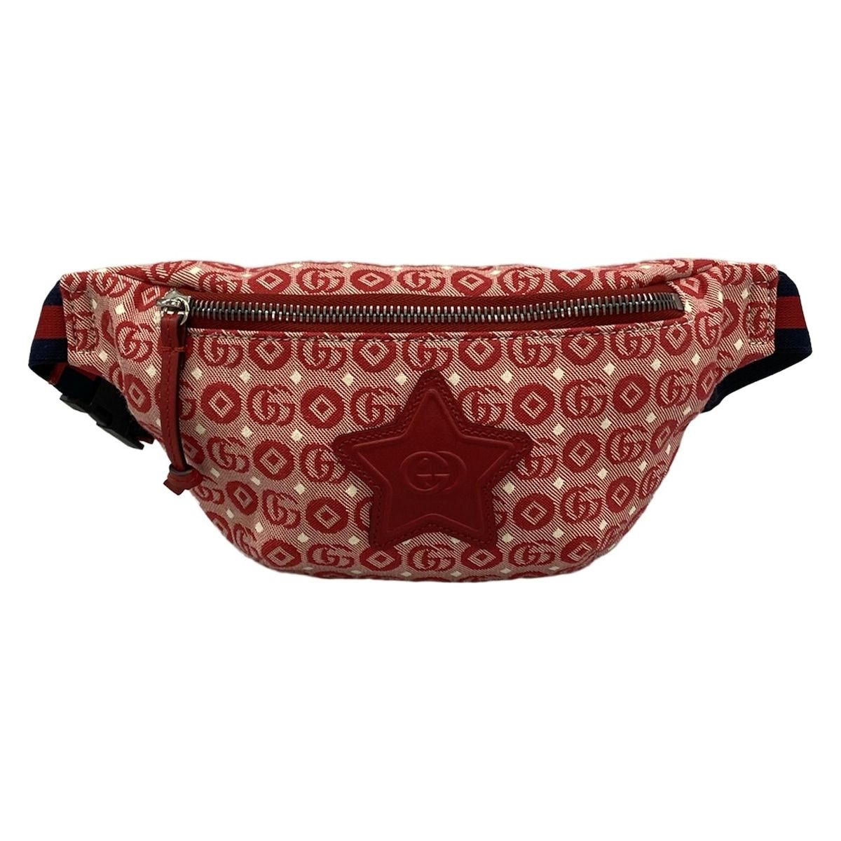 Gucci Waist Pouch Interlocking Children's Red Ivory Navy Leather