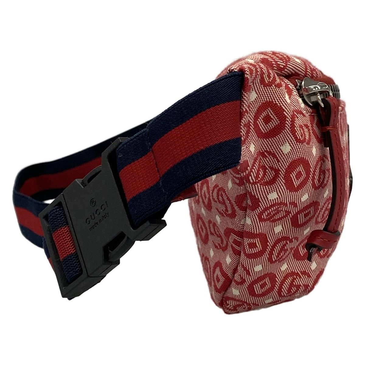 Gucci Waist Pouch Interlocking Children's Red Ivory Navy Leather — view 2