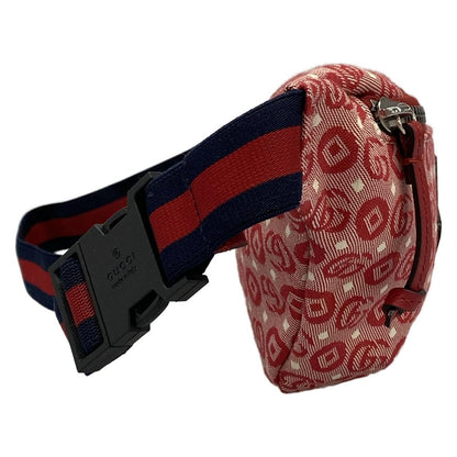 Gucci Waist Pouch Interlocking Children's Red Ivory Navy Leather — view 2