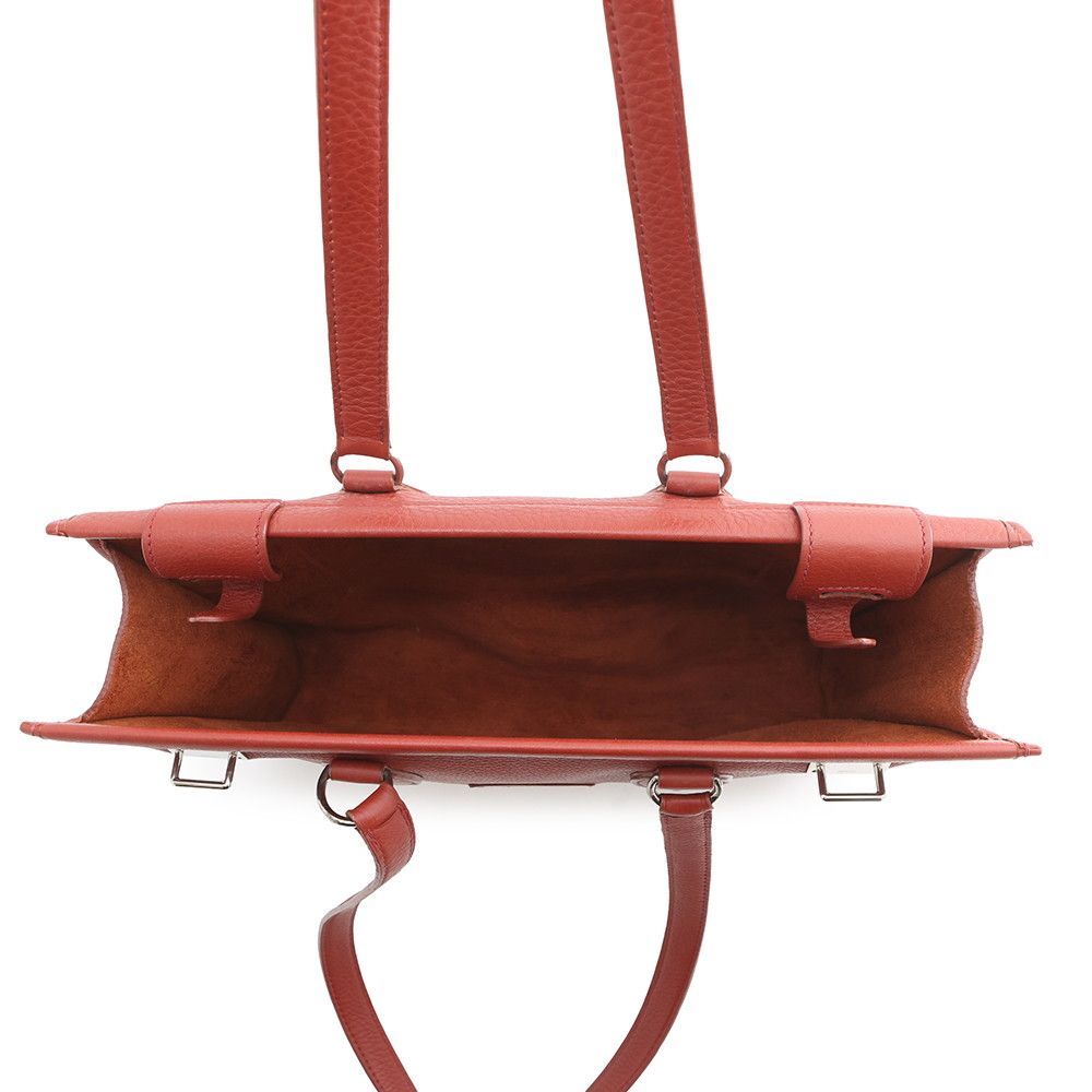 Hermes Tote Cabas 35 Rouge Grena Silver Togo — view 5