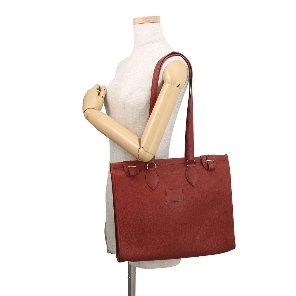 Hermes Tote Cabas 35 Rouge Grena Silver Togo — view 4