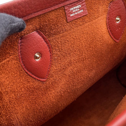 Hermes Tote Cabas 35 Rouge Grena Silver Togo — view 9