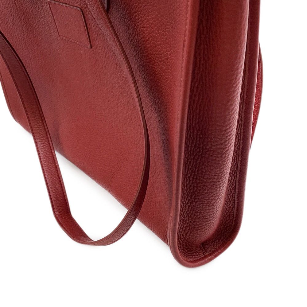 Hermes Tote Cabas 35 Rouge Grena Silver Togo — view 8