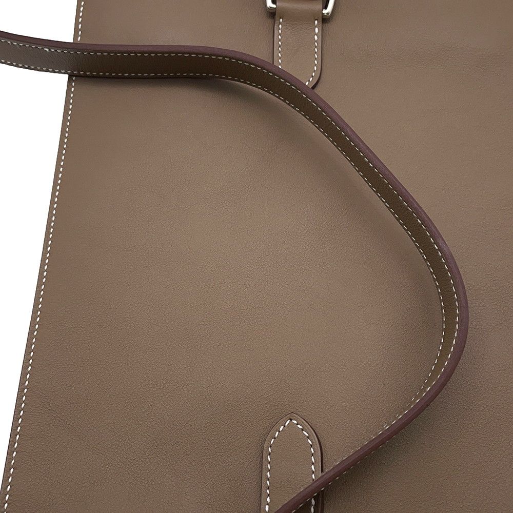 Hermes Belt Bag Portefeuille Pochien Plus Etoupe Silver Swift — view 8