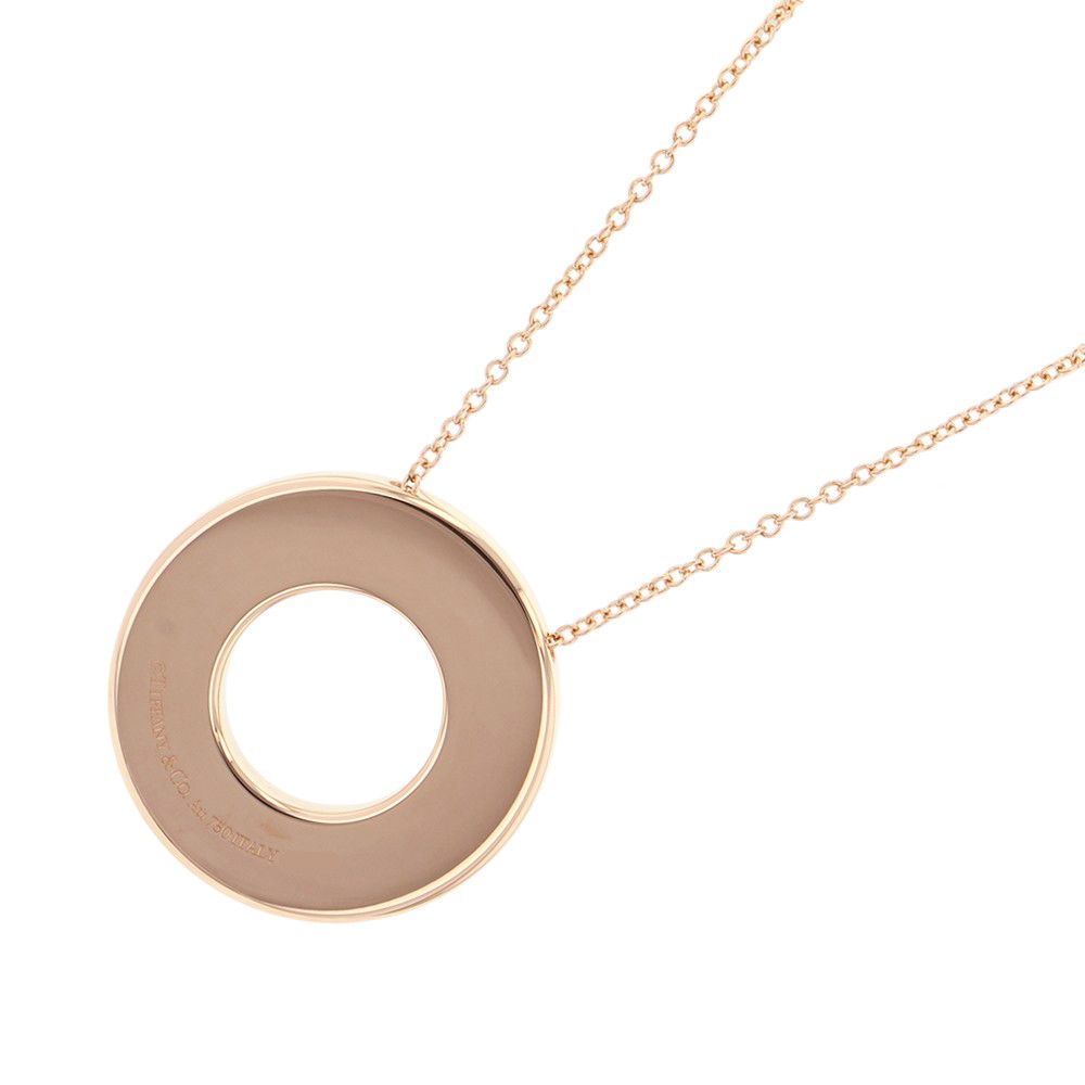 Tiffany & Co Necklace Atlas Closed Circle Diamond Total 18k Pink Gold Pendant — view 3