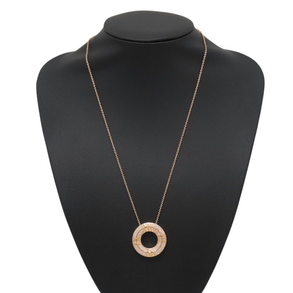 Tiffany & Co Necklace Atlas Closed Circle Diamond Total 18k Pink Gold Pendant — view 4