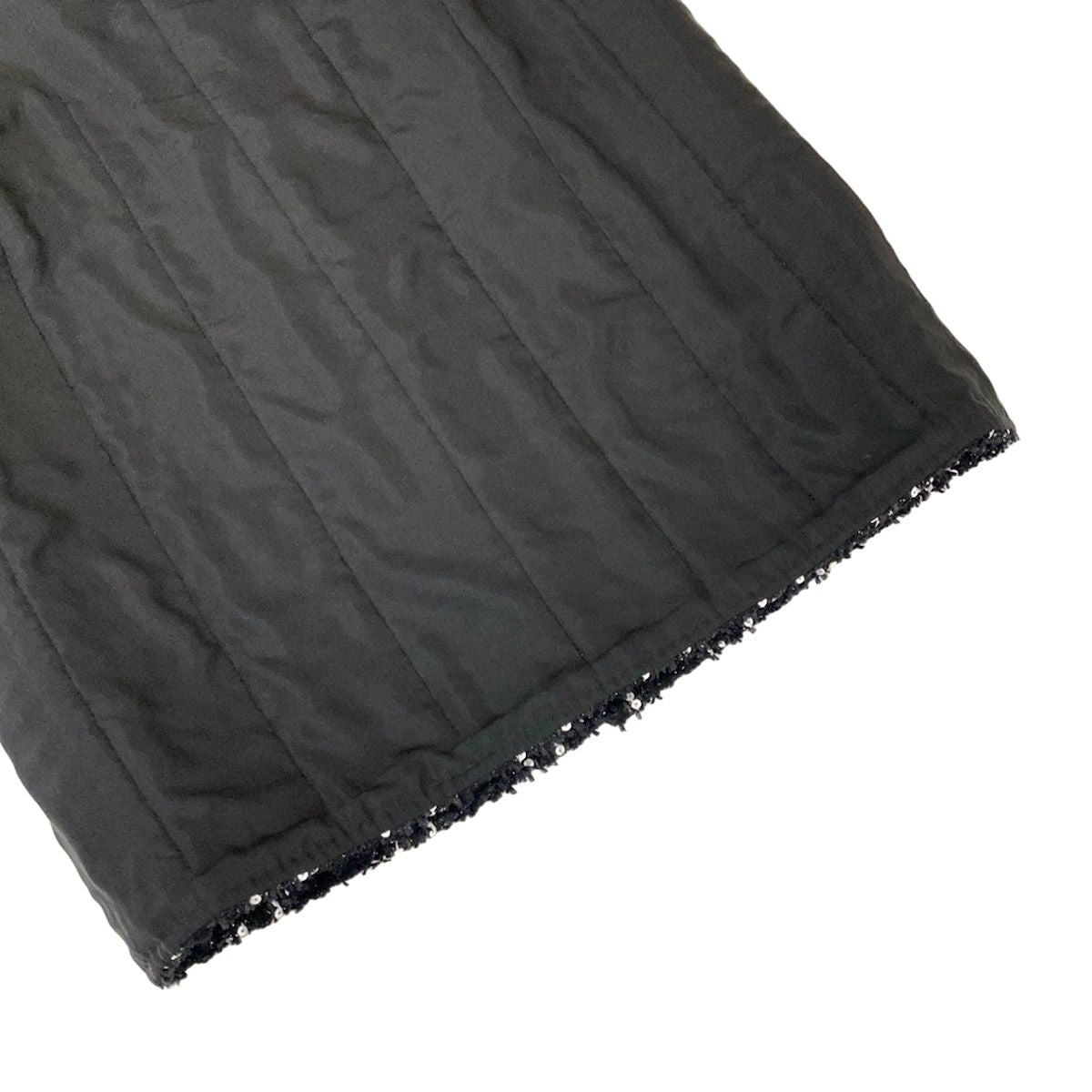 Chanel Long Skirt 36 S Black White Tweed Plaid Sequin Wool — view 7