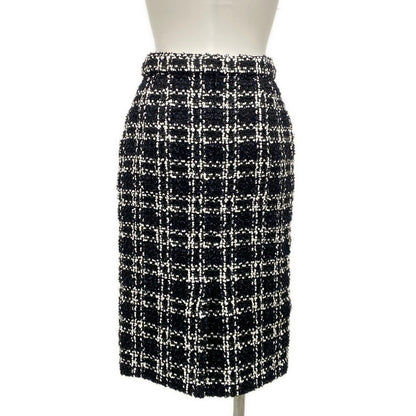 Chanel Long Skirt 36 S Black White Tweed Plaid Sequin Wool — view 2