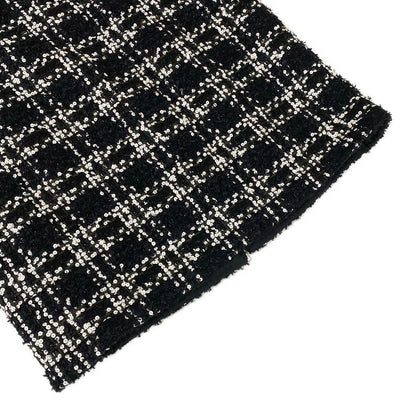 Chanel Long Skirt 36 S Black White Tweed Plaid Sequin Wool — view 6