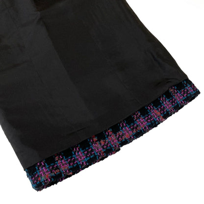 Chanel Long Skirt 34 S Black Pink Multi Plaid Wool — view 7