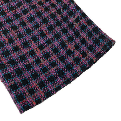 Chanel Long Skirt 34 S Black Pink Multi Plaid Wool — view 6