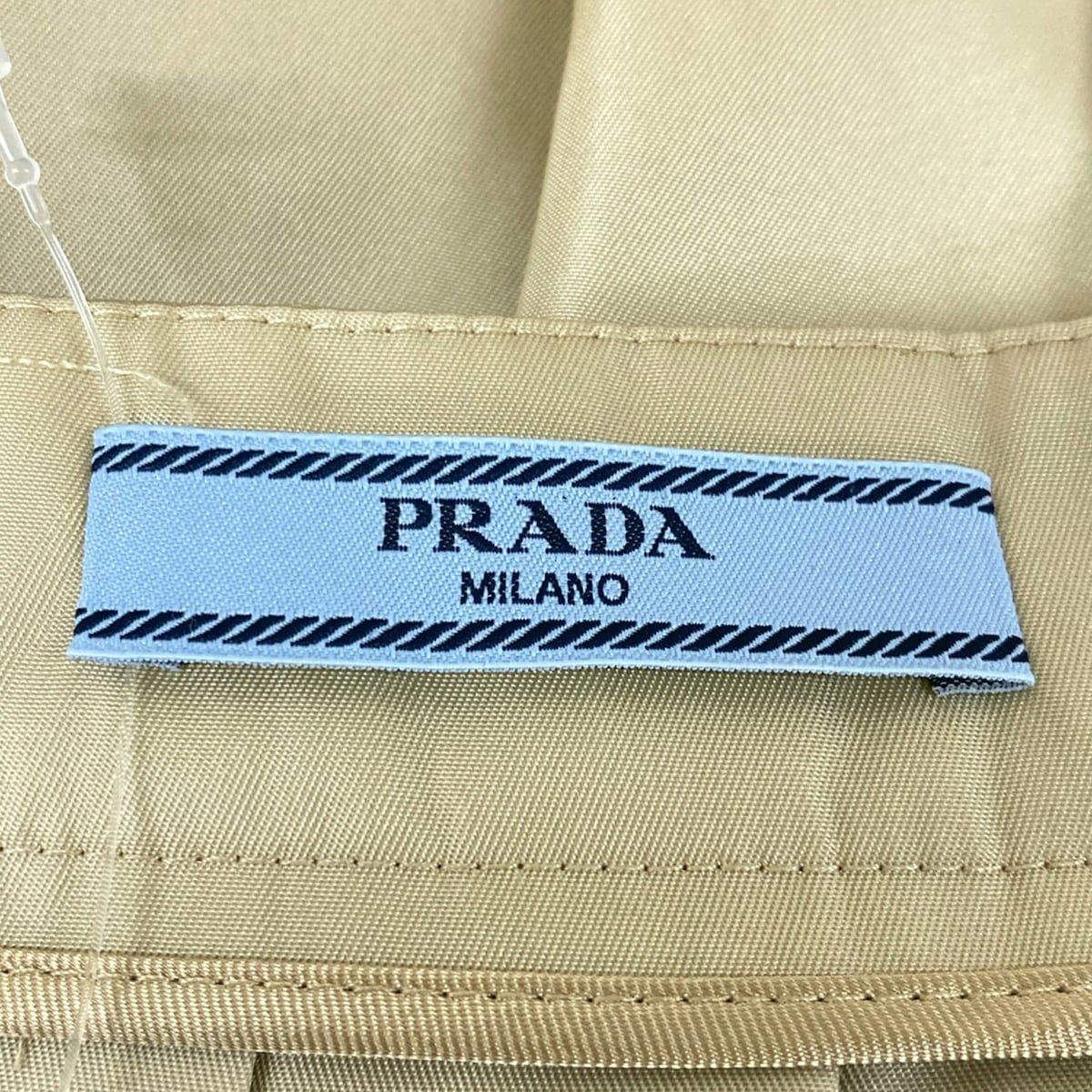 Prada Skirt 36 S Beige Triangle Logo Pleats — view 3