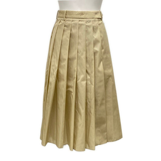 Prada Skirt 36 S Beige Triangle Logo Pleats