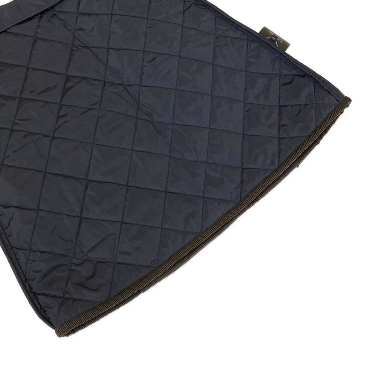 Prada Mini Skirt 36 S Dark Navy Dark Brown Triangle Logo Quilted — view 7
