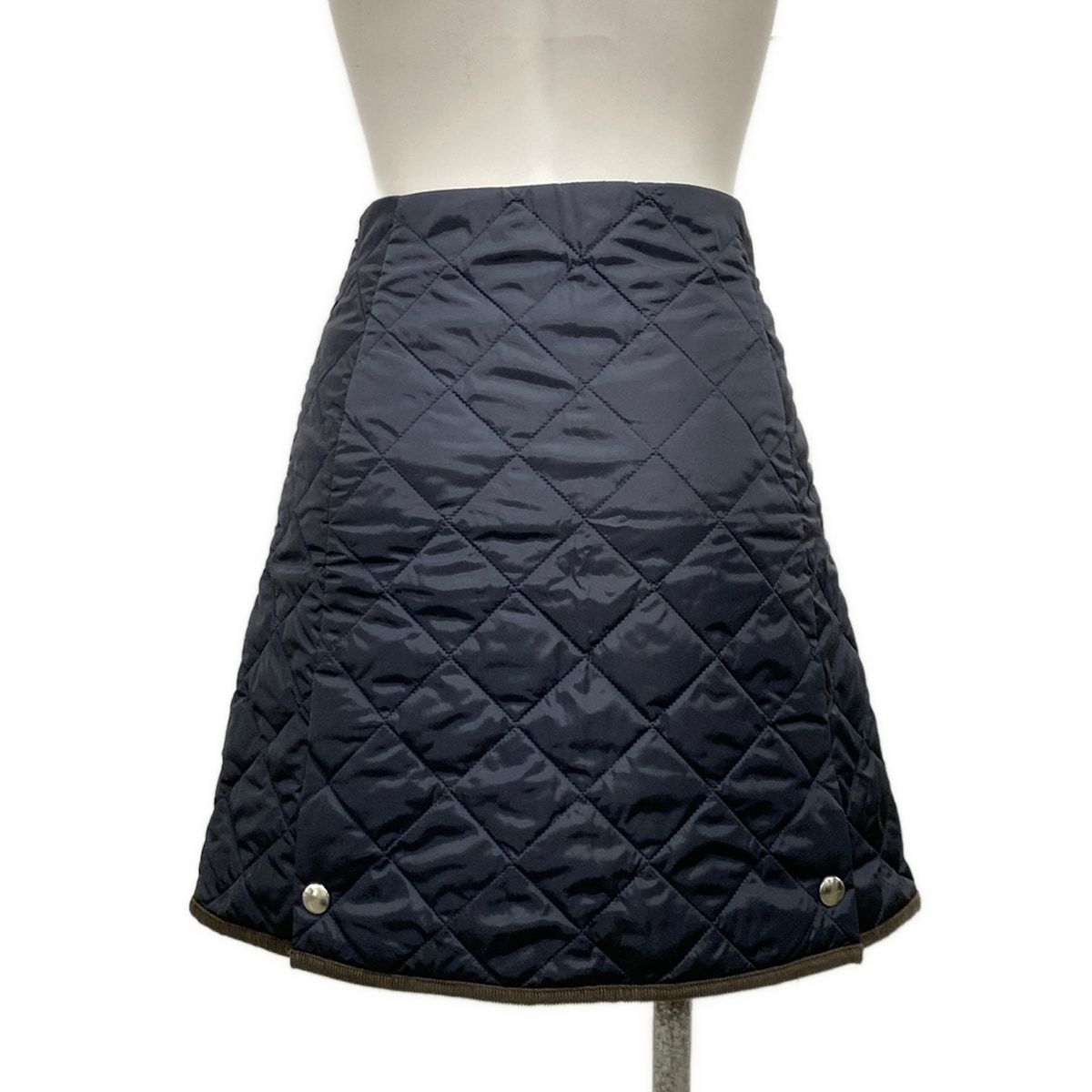 Prada Mini Skirt 36 S Dark Navy Dark Brown Triangle Logo Quilted — view 2