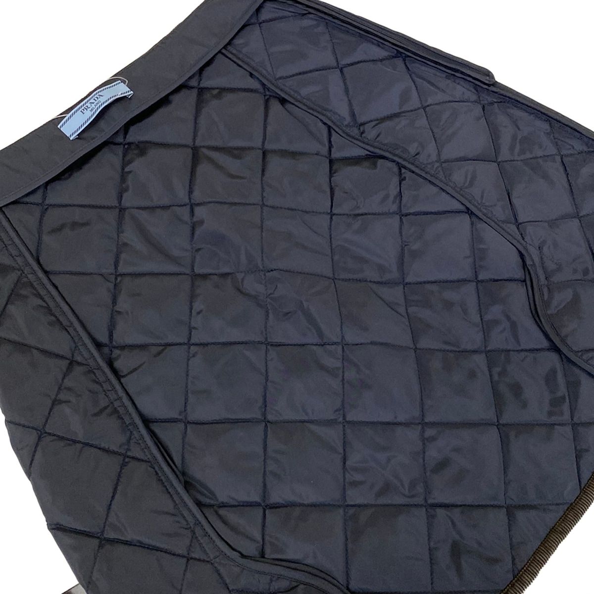 Prada Mini Skirt 36 S Dark Navy Dark Brown Triangle Logo Quilted — view 8