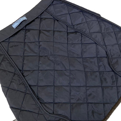 Prada Mini Skirt 36 S Dark Navy Dark Brown Triangle Logo Quilted — view 8