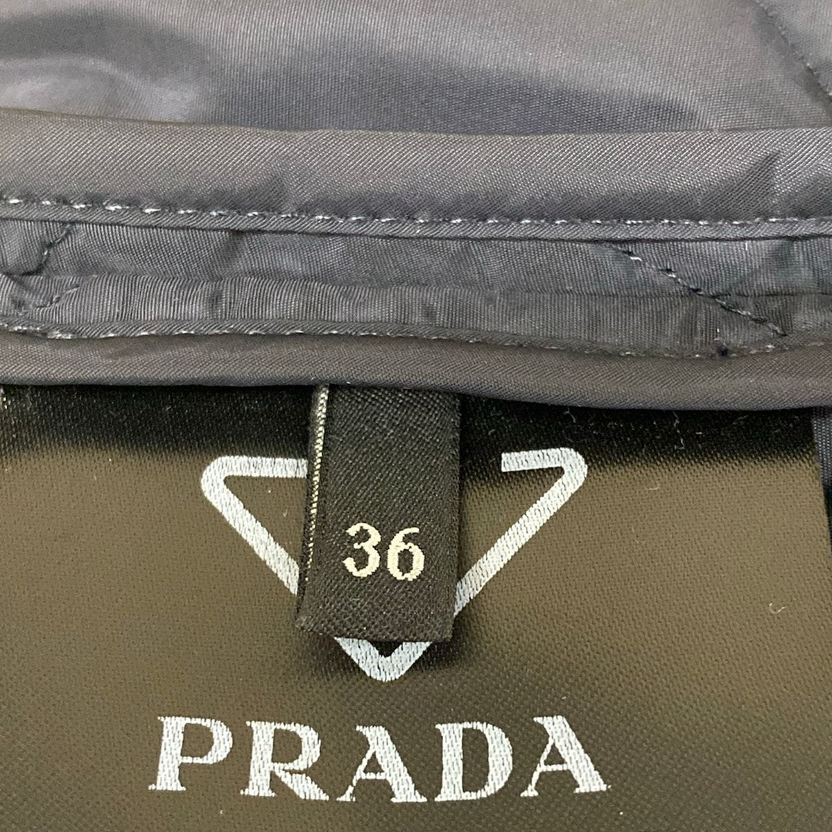 Prada Mini Skirt 36 S Dark Navy Dark Brown Triangle Logo Quilted — view 5
